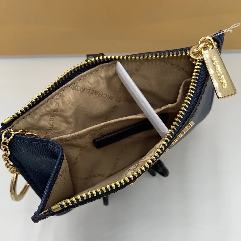 MICHAEL KORS SMALL TOP ZIP COINPOUCH WITH ID CARD NAVY  COLOR
